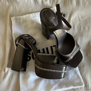 Schutz brown chunky platform heels